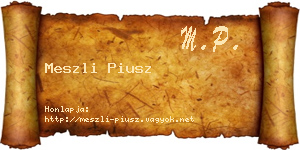 Meszli Piusz névjegykártya